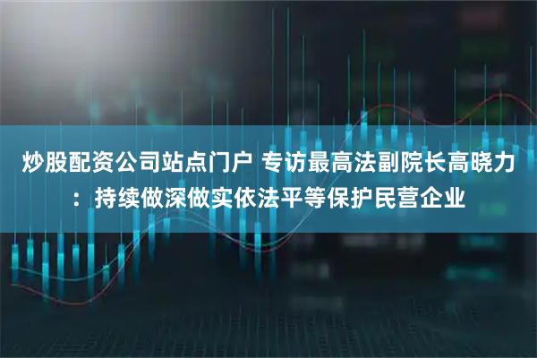 炒股配资公司站点门户 专访最高法副院长高晓力:持续做深做实依法平等保护民营企业